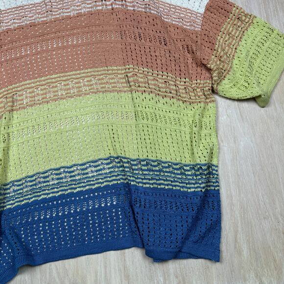 Maurices Multicolor Open Stitch Striped Long Sleeve Knit Cardigan Sweater 3X - Picture 6 of 15